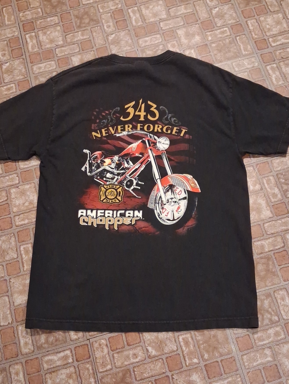 American Chopper 343 Never Forget Black Graphic Short Sleeve Tee